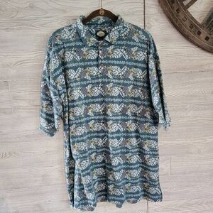 Tommy Bahama Pineapple Polo Hawaiian Cotton Mens SZ L
